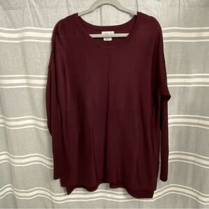 VAN HEUSEN / Maroon Light Weight Drop Sleeve Oversized Tunic Sweater Size M